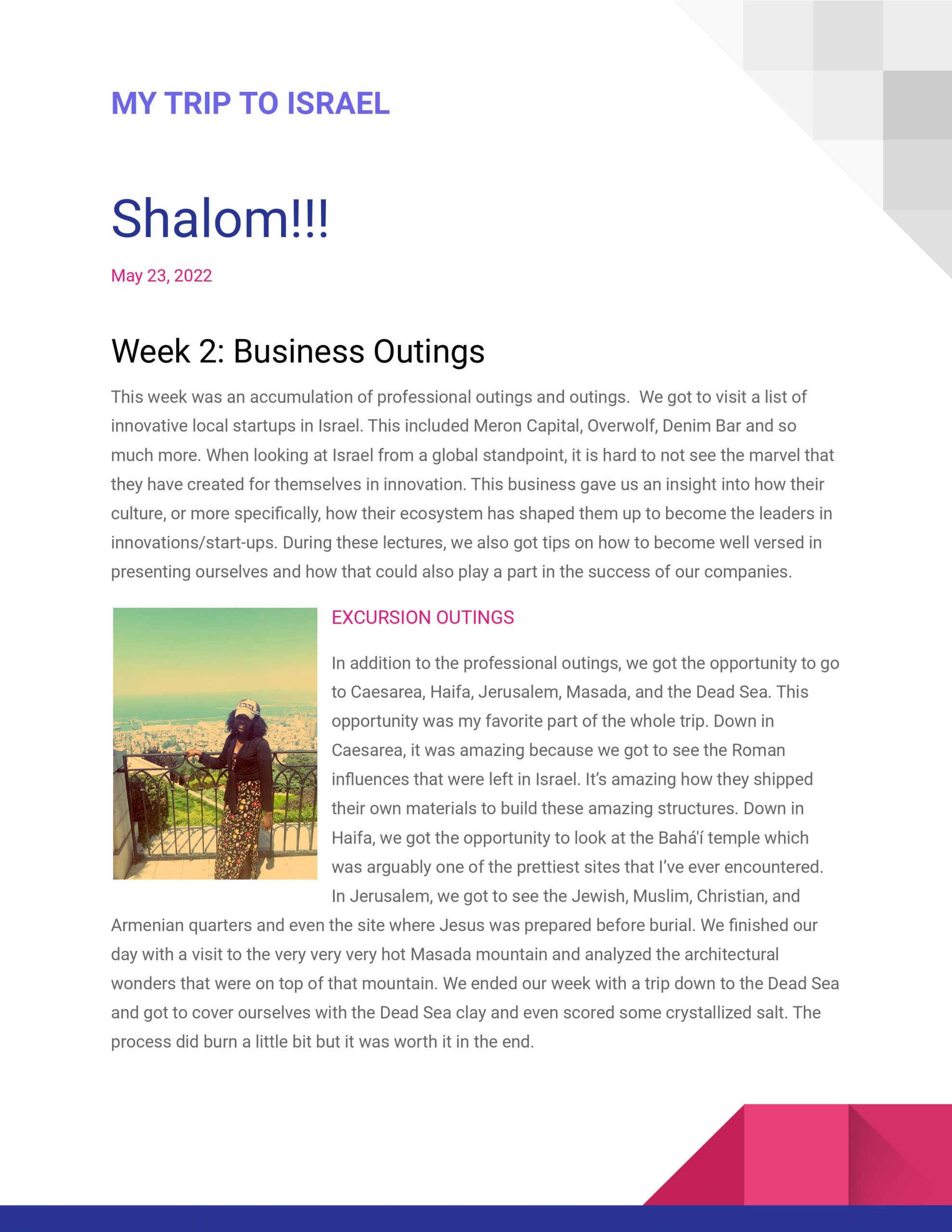 Israel Blog 3#- Week 2